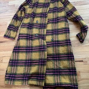 DRESSED IN LALA Plaid Yellow and Pink Coat